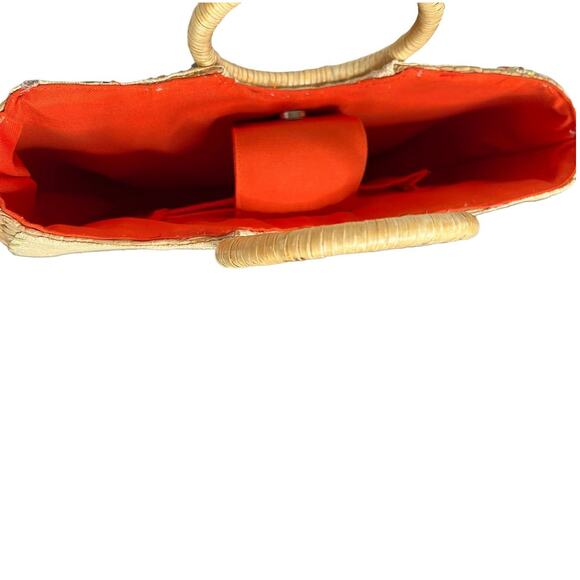 Straw Floral Giraffe Safari Woven Boho Large Purse Handbag bag - Picture 10 of 12